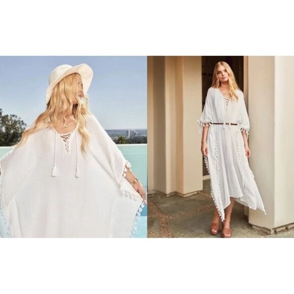 Walter Baker Women's Acapulco Kaftan Swim/Beach Coverup Ivory Sz OS NEW - Picture 4 of 10